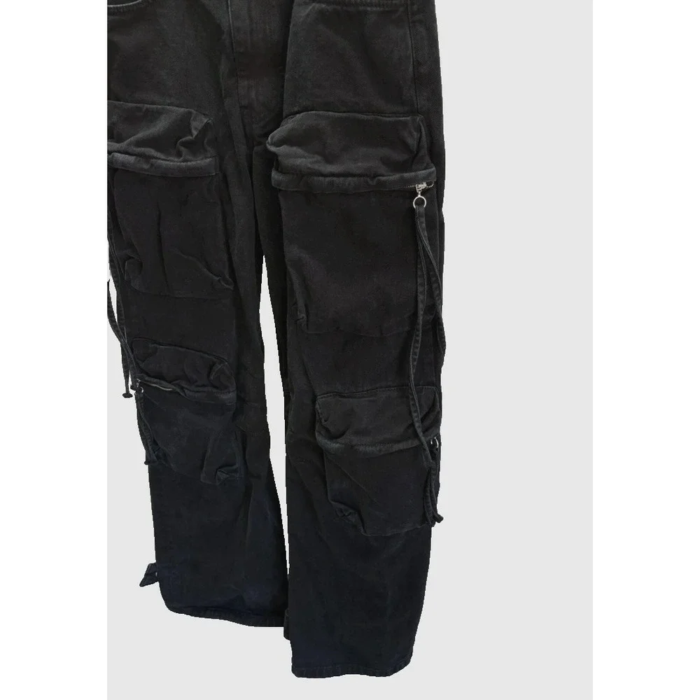 Y2K Jean Men's 32 Black Utility Streetwear Wide Leg Baggy Cybercore Mall Goth